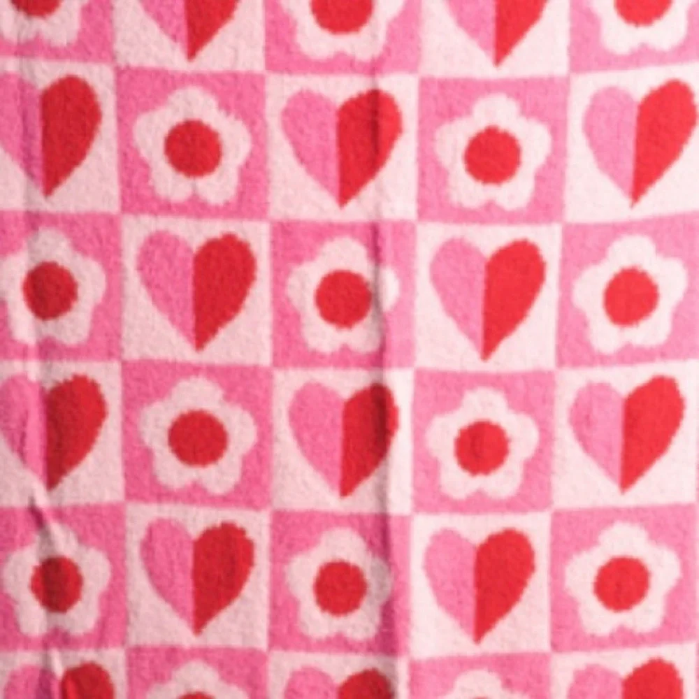 Cupcakes and Cashmere Floral Heart Checkerboard Throw